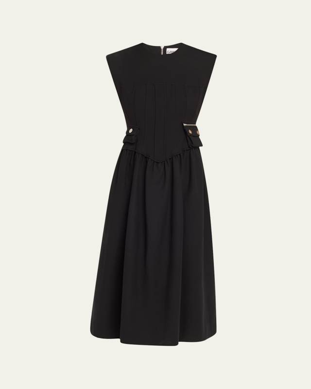 Heavy Cotton Tailored Corset Midi Dress